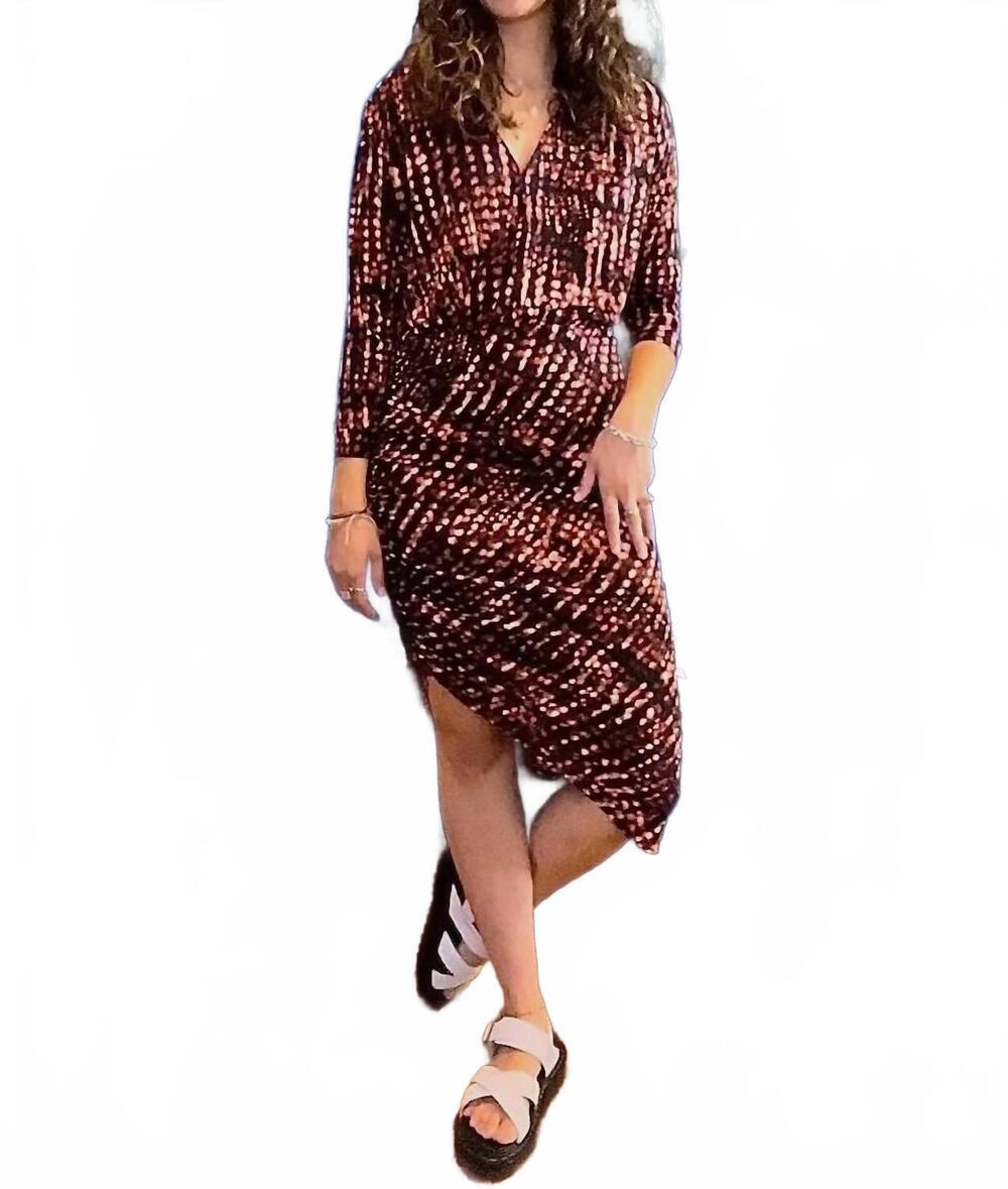 NEW VERONICA M shirred long sleeve dress in red